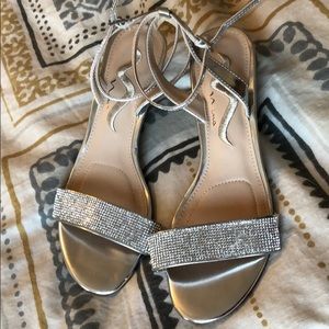 Silver wedge heels with ankle strap